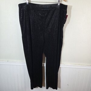 Vince Camuto Women’s 2X Black Metallic Stretch Pants Pull-On Wide Leg NWT Plus